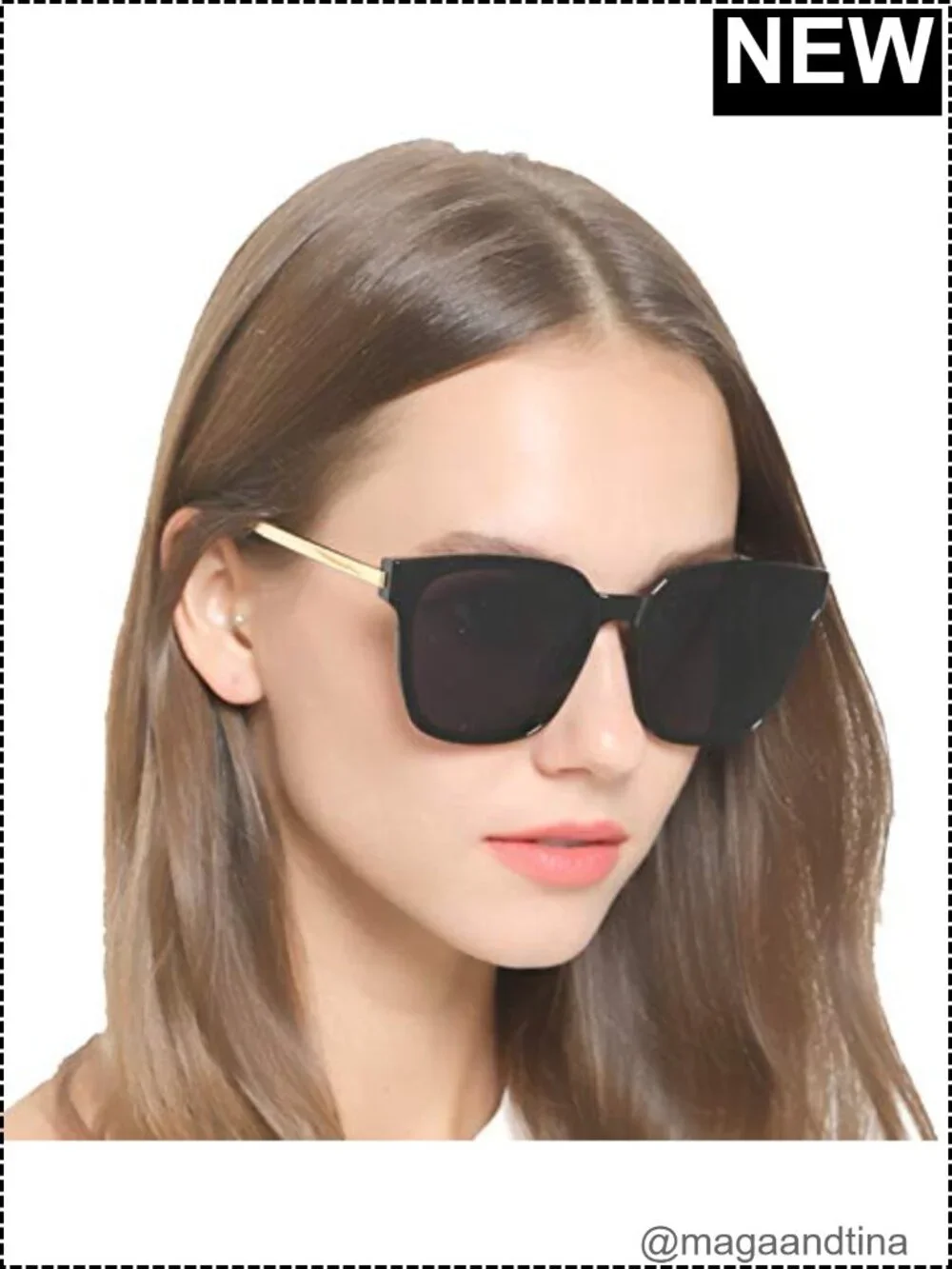Oversized Square Sunglasses UV400 Metal Spring Hinge Unisex